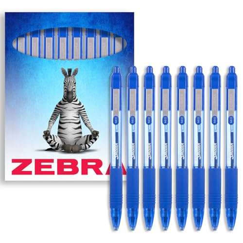 Zebra Z-Grip Kugelschreiber, glatt, einziehbar, 1,0 mm Spitze, blaue Tinte, 8 Stück von Zebra Pen