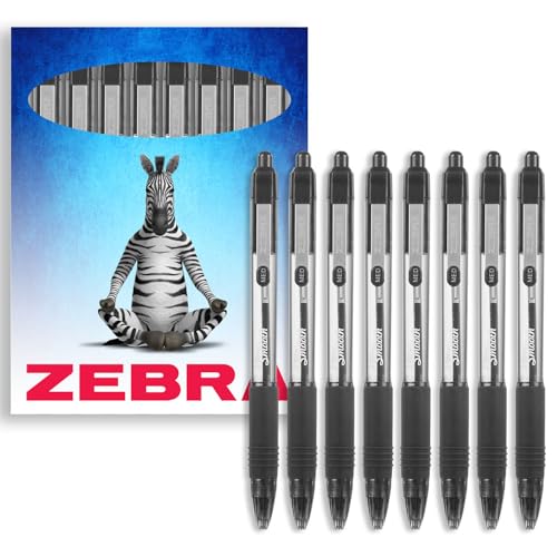 Zebra Z-Grip Kugelschreiber, glatt, einziehbar, 1,0 mm Spitze, Schwarz, 8 Stück von Zebra Pen