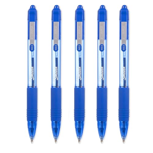 Zebra Z-Grip Kugelschreiber, glatt, einziehbar, 1,0 mm Spitze, blaue Tinte, 5 Stück von Zebra