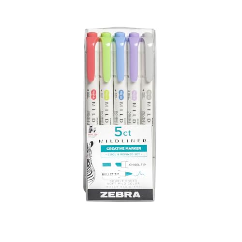 Zebra Mildliner Double Ended Marker Bold & Fine Point 5/Pkg-Cool & Refined von Zebra