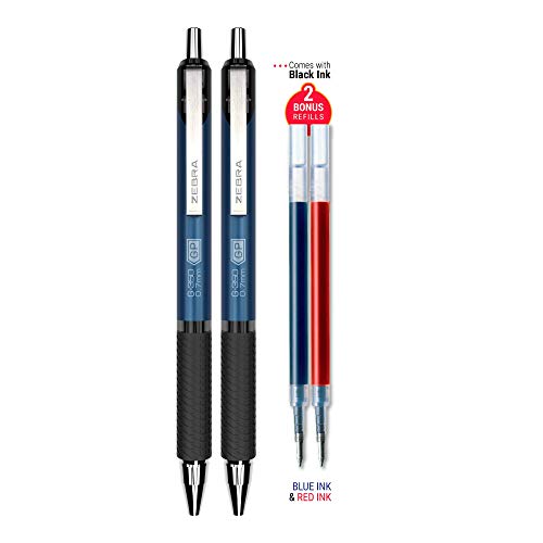 Zebra Pen G-350 Retractable Gel Pen with 2 Bonus Refills, Medium Point, 0.7mm, Space Black Barrel, Black Rapid Dry Ink, 2 Pack von Zebra Pen