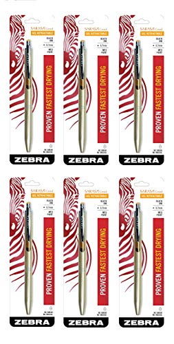 Zebra Sarasa Grand, Retractable Gel Ink Pen, Rose Gold Barrel, Medium Point, 0.7mm, Black Ink, Sold as 6 Pack von Zebra Textil