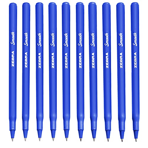 Zebra Smooth Stick Kugelschreiber, 0,7 mm Spitze, Blau, 10 Stück von Zebra