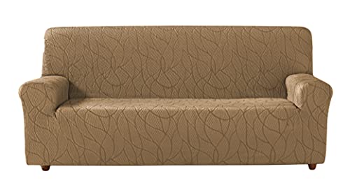 Zebra Textil Estoralis | Alexia | Sofabezug im modernen Design | Elastischer Jacquardstoff | Beige | Für 2-Sitzer-Sofa von 120 bis 170 cm. | Sofaschutz | Anpassbar an alle Arten von Sesseln von Zebra Textil