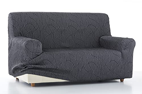 Zebra Textil Estoralis | Alexia | Sofabezug im modernen Design | Elastischer Jacquardstoff | Grau | Für 2-Sitzer-Sofa von 120 bis 170 cm. | Sofaschutz | Anpassbar an alle Arten von Sesseln von Zebra Textil