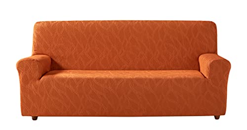 Zebra Textil Estoralis | Alexia | Sofabezug im modernen Design | Elastischer Jacquardstoff | Orange | Für 2-Sitzer-Sofa von 120 bis 170 cm. | Sofaschutz | Anpassbar an alle Arten von Sesseln von Zebra Textil