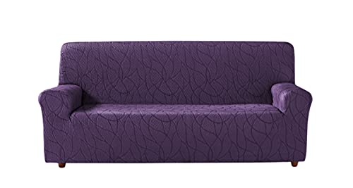 Zebra Textil Estoralis | Alexia | Sofabezug im modernen Design | Elastischer Jacquardstoff | Violett | Für 2-Sitzer-Sofa von 120 bis 170 cm. | Sofaschutz | Anpassbar an alle Arten von Sesseln von Zebra Textil