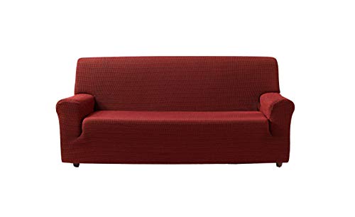 Zebra Textil Estoralis | Vega Sofabezug im modernen Design | Elastischer Jacquardstoff | Rot | Für 3-Sitzer-Sofa von 170 bis 220 cm. | Sofaschutz | Anpassbar an alle Arten von Sesseln von Zebra Technologies