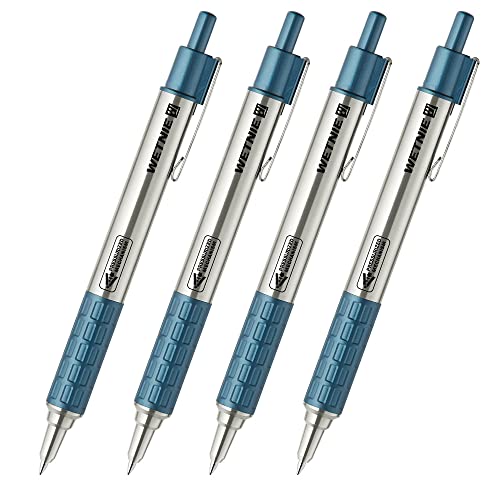 ZEBRA P-BA100-BL-4AZ Permanent-Kugelschreiber, nasses Knie, 0,7 mm, blaue Achse, schwarze Tinte, 4 Stück von Zebra