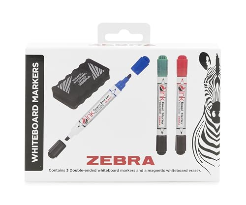 ZEBRA Whiteboard-Marker, doppelseitig, sortiert, 3 Stück, mit magnetischem Radierer, 2719 von Zebra