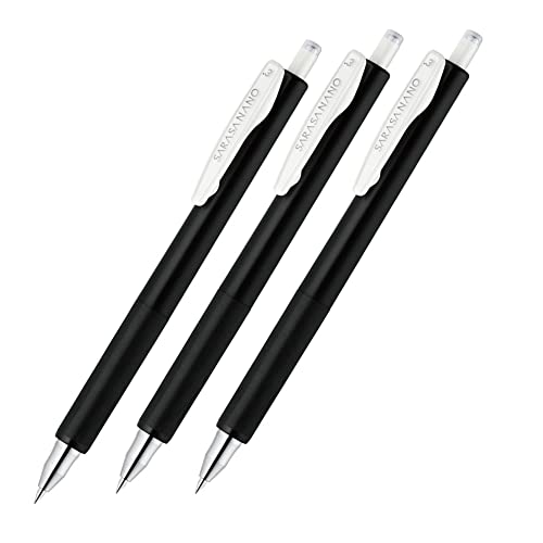 Zebra JJH72-BK3-AZ Sarasa Nano Gel-Kugelschreiber, 0,01 Zoll (0,3 mm), schwarz, 3er Set (3er Set schwarz) von Zebra