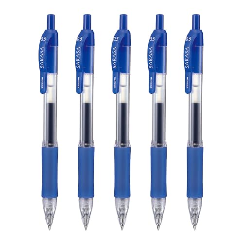 Zebra P-JJ3-BL5-AZ Gel-Kugelschreiber, Sarasa, 0,5 mm, Blau, 5 Stück von Zebra