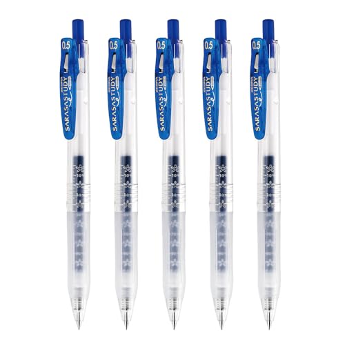 Zebra P-JJM88-BL5-AZ Sarasa Study Gel-Kugelschreiber, 0,5 mm, Blau, 5 Stück von Zebra