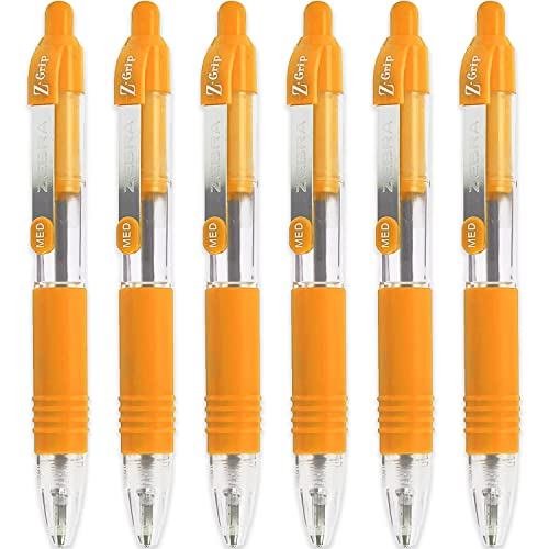 Zebra Pen Z-Grip Mini-Kugelschreiber, einziehbar, mittlere Spitze, 1,0 mm Feder, 6 Stück, orange Tinte von Zebra