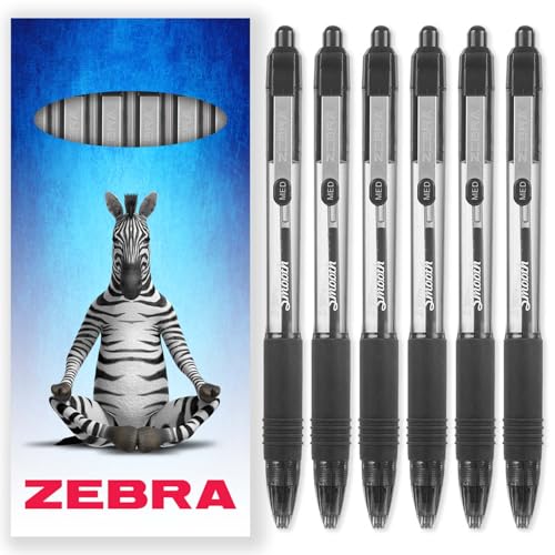 Zebra Z-Grip Kugelschreiber mit glatter Tinte, 1,0 mm, 6 Stück, in Zebra-Kartonverpackung, Schwarz von Zebra