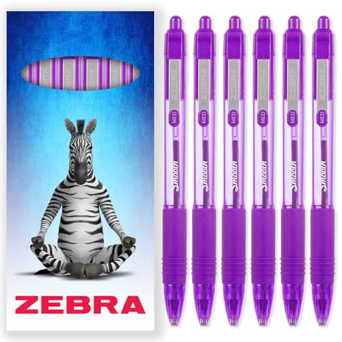 Zebra Z-Grip Kugelschreiber mit glatter Tinte, 1,0 mm, 6 Stück, in Zebra-Kartonverpackung, Violett von Zebra