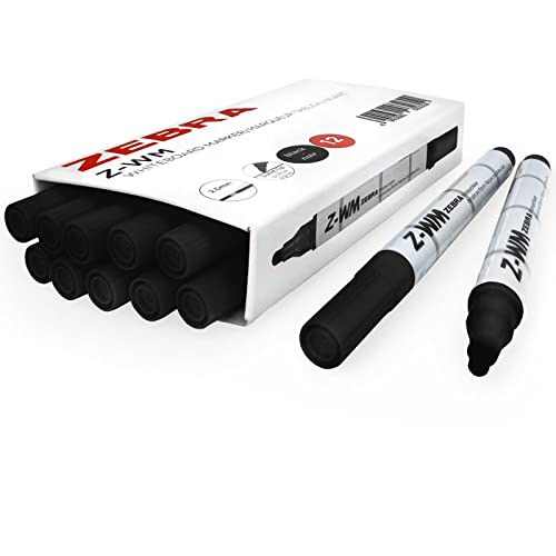 Zebra Z-WM Whiteboard-Marker Stifte, Rundspitze, 2,0 mm, Schwarz, 12 Stück von Zebra Textil