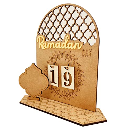 Ramadan Kalender,30 Tage Bis Eid Ramadan Countdown Kalender Kinder Adventskalender DIY Ramadan Deko Eid Mubarak Dekoration Set Ornament Gebet Wohnzimmer Holz Islamische Geschenke (C) von Zebrlan