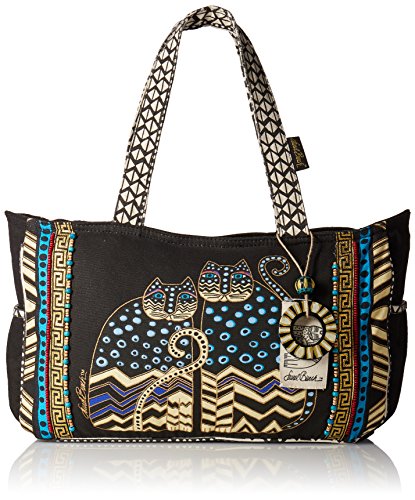 Laurel Burch 15 1/2 x 4 1/2 x 25,4 cm gepunktet Katzen Medium Tote Reißverschluss Top von Zeckos