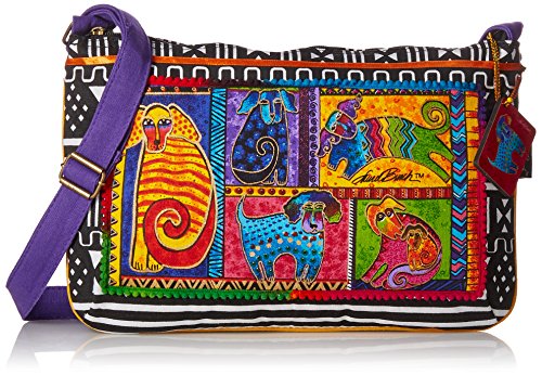 Laurel Burch Medium Crossbody Reißverschluss Top 15 Zoll von 25,4 cm, Hund Tails Patchwork von Zeckos