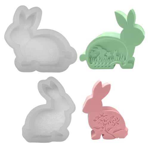 Silikonform Ostern, 3D Ostern Hase Silikonformen Gießformen, Frühling Ostern Hase Gipsformen zum Gießen, Osternhase Silikonform Gießformen Ostern Hase Silikon Giessformen für Handwerk (J) von Zecnaud