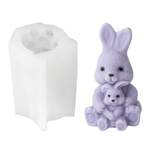 Silikonformen Gießformen Ostern, Silikonform Ostern, 3D Osterhase Silikonform Gießformen, 3D Ostern Kaninchen Kerzenformen zum Gießen, Osterhase Silikonform für Gips Sojawachs Kerzen Handwerk (A) von Zecnaud