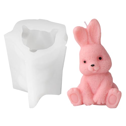 Silikonformen Gießformen Ostern, Silikonform Ostern, 3D Osterhase Silikonform Gießformen, 3D Ostern Kaninchen Kerzenformen zum Gießen, Osterhase Silikonform für Gips Sojawachs Kerzen Handwerk (B) von Zecnaud