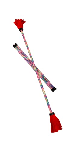 Z-Stix Professionelle Jonglier-Blumenstäbe und 2 Handstäbchen, Anfängerfreundlich – Festival-Serie (Banshee 43,2 cm HS 66 cm Stick, rote Batikfarbe) von Zeekio