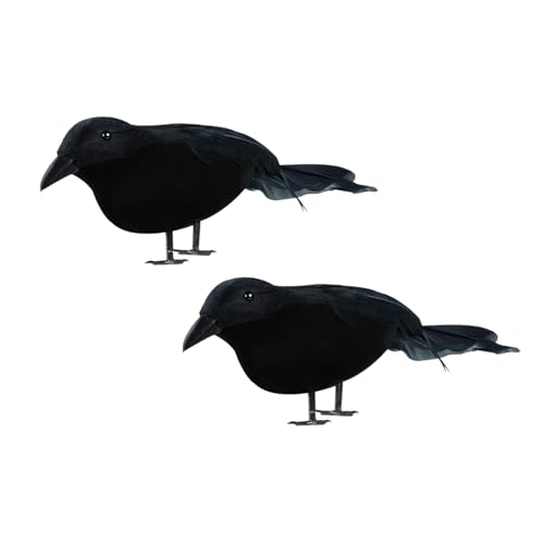 Zehan Zitong 2PCS Halloween Krähen, Halloween Deko,Schwarzer Rabe,realistische handgemachte gefiederte Krähe,Vögel Rabe Prop Dekor,Künstliche Gefiederte Krähen（16 * 6 * 9cm） von Zehan Zitong