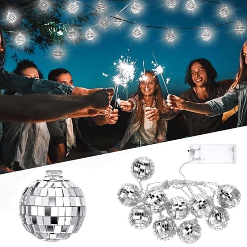 10 LED Discokugel Lichterkette,150cm Disco Ball String Lights,Disco Spiegel Ball Lights,Mini Disco Balls Ornaments Tree Decoration Light,Disco Party Light,Orientalisch Marokkanische Lichterkette von ZeiLaBang Kakadi