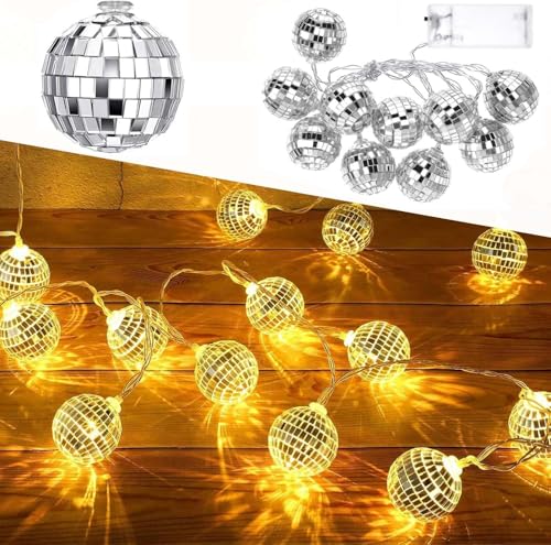 10 LED Discokugel Lichterkette,150cm Disco Ball String Lights,Disco Spiegel Ball Lights,Mini Disco Balls Ornaments Tree Decoration Light,Disco Party Light,Orientalisch Marokkanische Lichterkette ﻿ von ZeiLaBang Kakadi