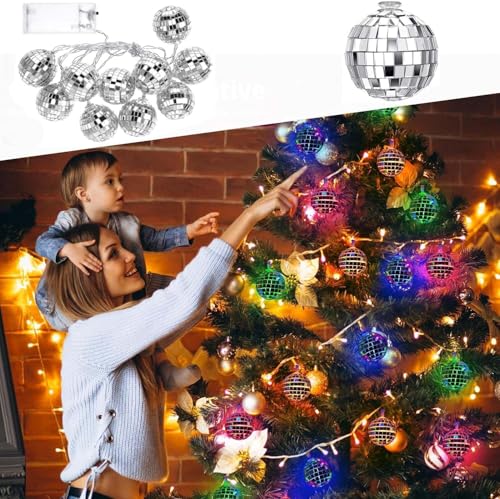 10 LED Discokugel Lichterkette,150cm Disco Ball String Lights,Disco Spiegel Ball Lights,Mini Disco Balls Ornaments Tree Decoration Light,Disco Party Light,Orientalisch Marokkanische Lichterkette von ZeiLaBang Kakadi