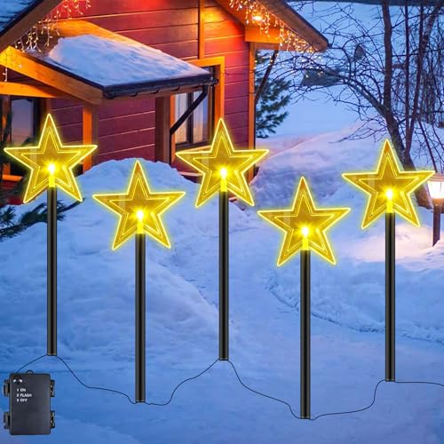 Acryl Weihnachtsbeleuchtung Außen,LED Gartenstecker Set,5 Stück Weihnachtsdeko Outdoor,LED Gartenstecker Weihnachten,Lichterkette Außen,Garten Lichterkette,Weihnachtsbeleuchtung für Garten,Terrasse von ZeiLaBang Kakadi