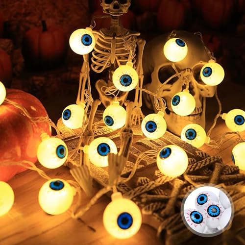 Halloween Lichterkette Augäpfel,3M 20 LED Halloween Deko Licht,Halloween-Lichterkette,Halloween LED Lichterkette Außen,Halloween Lichterkette Augen,Halloween Deko Outdoor (B-3M20L) von ZeiLaBang Kakadi