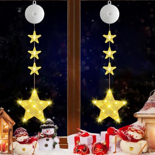 LED Weihnachtsbeleuchtung,2 Stück LED Hängenden Fensterlicht,Weihnachten Dekorative Fenster Licht,Hängende Innen Fenster Leuchte,Fensterlichterketten Weihnachten,Weihnachtsdekoration Lichter von ZeiLaBang Kakadi