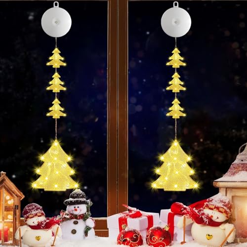 LED Weihnachtsbeleuchtung,2 Stück LED Hängenden Fensterlicht,Weihnachten Dekorative Fenster Licht,Hängende Innen Fenster Leuchte,Fensterlichterketten Weihnachten,Weihnachtsdekoration Lichter von ZeiLaBang Kakadi