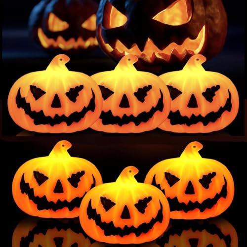 6 Stück Halloween Laterne,Halloween Deko Kürbis,LED Kürbis Halloween,Herbstdeko Kürbis mit LED Licht,Halloween Kürbis Laterne,Leuchtender Kürbis,leuchtende Halloween Kürbislaterne Deko von ZeiLaBang Kakadi