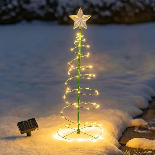 Weihnachtsbaum Beleuchtung Aussen Solar,Weihnachtsdeko Aussen Solar,Wasserfest Spiralförmiger Weihnachtsbaum,LED Stern Weihnachten Solarlicht,Wasserdichte Solar Lichterketten,Solar Lichterkette Aussen von ZeiLaBang Kakadi