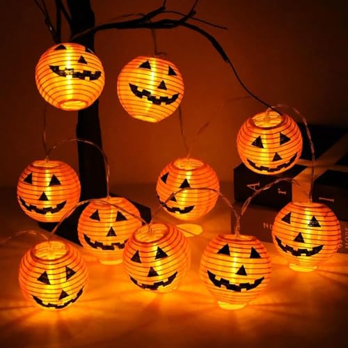 ZeiLaBang Kakadi 3M 20LED Halloween Lichterkette,Kürbis Lampio,Kürbis Lampion Lichterkette,Halloween Schnur Lichter,Halloween Lichterkette Batterie,Herbst Deko Orange Lampion,Halloween Kürbis Lichter von ZeiLaBang Kakadi