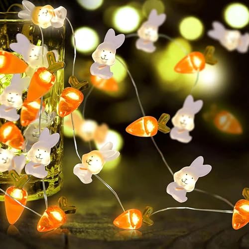 Karotte Osterdekoration Lichterkette,2M 20 LED Bunny Karotte Lichterkette,Ostern Nachtlicht Dekorative Lichter,Ostern Dekoration String Lights,Ostern Lichterketten Hase Batteriebetrieben von ZeiLaBang Kakadi