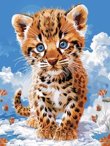 5D Diamond Painting Erwachsene Schnee, Diamont Painting Bilder Leopard Diamond Painting set, DIY Dimond Painting Square Steine Crystal Art Cross Stickerei Malerei Set für Wall Decor 80 * 100cm 6-A von Zeipopge