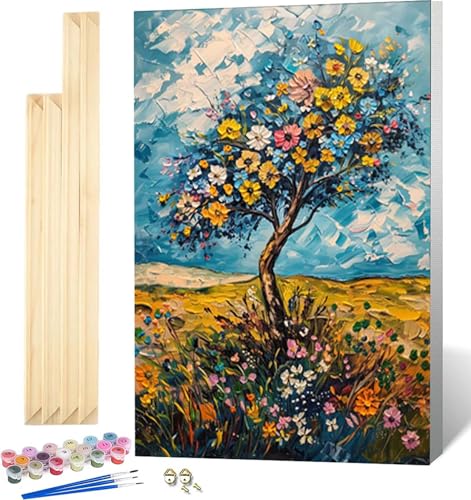 Malen Nach Zahlen Erwachsene Abstrakt Malen Nach Zahlen Erwachsene mit Rahmen, Paint by Numbers Baum Paint by Numbers Adult mit 3 Pinseln und Acrylfarben für Zimmer Deko, Geschenke 100 x 135 cm -2274 von Zeipopge