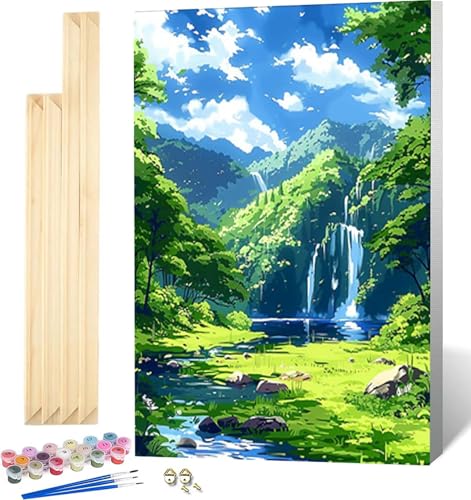 Malen Nach Zahlen Erwachsene Berg Malen Nach Zahlen Erwachsene mit Rahmen, Paint by Numbers Landschaft Paint by Numbers Adult mit 3 Pinseln und Acrylfarben für Zimmer Deko, Geschenke 50 x 65 CM -9529 von Zeipopge