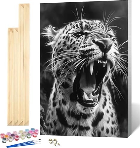 Malen Nach Zahlen Erwachsene Leopard Malen Nach Zahlen Erwachsene mit Rahmen, Paint by Numbers Tier Paint by Numbers Adult mit 3 Pinseln und Acrylfarben für Zimmer Deko, Geschenke (70x95cm) -6507 von Zeipopge