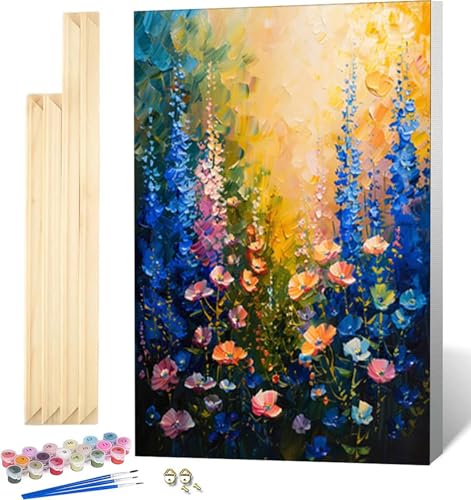 Malen Nach Zahlen Erwachsene mit Rahmen, Malen Nach Zahlen Abstrakt Paint by Numbers Blume Paint by Numbers Adult mit 3 Pinseln und Acrylfarben für Heim Deko, Geschenke für Frauen 100 x 135 CM -5063 von Zeipopge