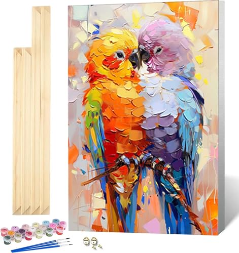 Malen Nach Zahlen Erwachsene mit Rahmen, Malen Nach Zahlen Bunt Paint by Numbers Papagei Paint by Numbers Adult mit 3 Pinseln und Acrylfarben für Heim Deko, Geschenke für Frauen 100 x 135 CM -3972 von Zeipopge