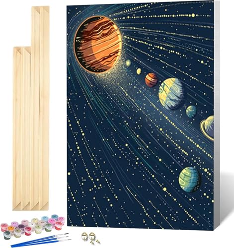 Malen Nach Zahlen Erwachsene mit Rahmen, Malen Nach Zahlen Galaxis Paint by Numbers Planet Paint by Numbers Adult mit 3 Pinseln und Acrylfarben für Heim Deko, Geschenke für Frauen 100 x 135 CM -1515 von Zeipopge