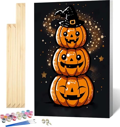 Malen Nach Zahlen Erwachsene mit Rahmen, Malen Nach Zahlen Halloween Paint by Numbers Kürbis Paint by Numbers Adult mit 3 Pinseln und Acrylfarben für Heim Deko, Geschenke für Frauen (100x135cm) -4127 von Zeipopge