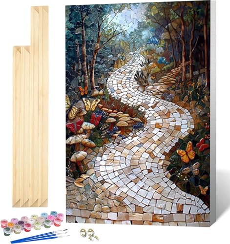 Malen Nach Zahlen Erwachsene mit Rahmen, Malen Nach Zahlen Schmetterling Paint by Numbers Wald Paint by Numbers Adult mit 3 Pinseln und Acrylfarben für Heim Deko, Geschenke für Frauen 20 x 30 cm -3827 von Zeipopge