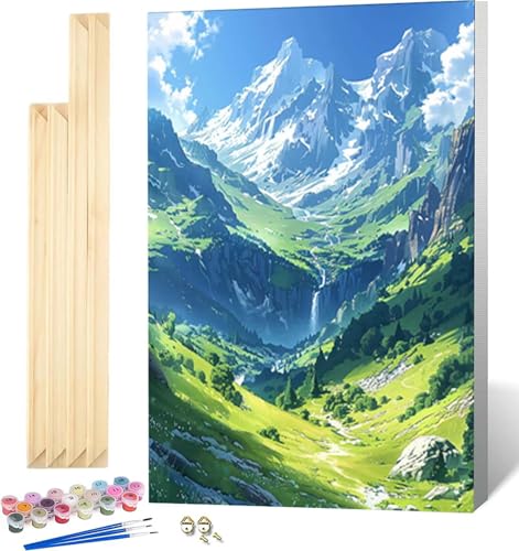 Malen Nach Zahlen Erwachsene mit Rahmen, Malen Nach Zahlen Wiese Paint by Numbers Landschaft Paint by Numbers Adult mit 3 Pinseln und Acrylfarben für Heim Deko, Geschenke für Frauen 70 x 95 cm -5941 von Zeipopge